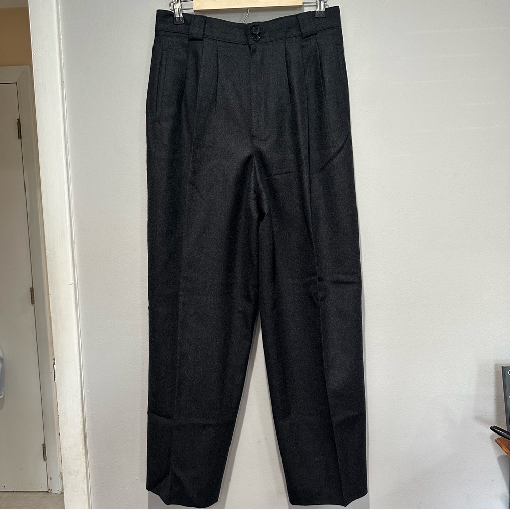 Vintage Giorgio Sant’ Angelo 100 % Pure Wool Pleated Trousers Black Size 14